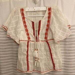Anthopologie Floreat White Embroidered Top Small/2